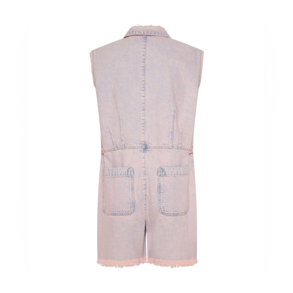 226.FREE PEOPLE One Teaspoon Palisades denim overall in Haze Pink Sz S NWOT $275 - Picture 6 of 11